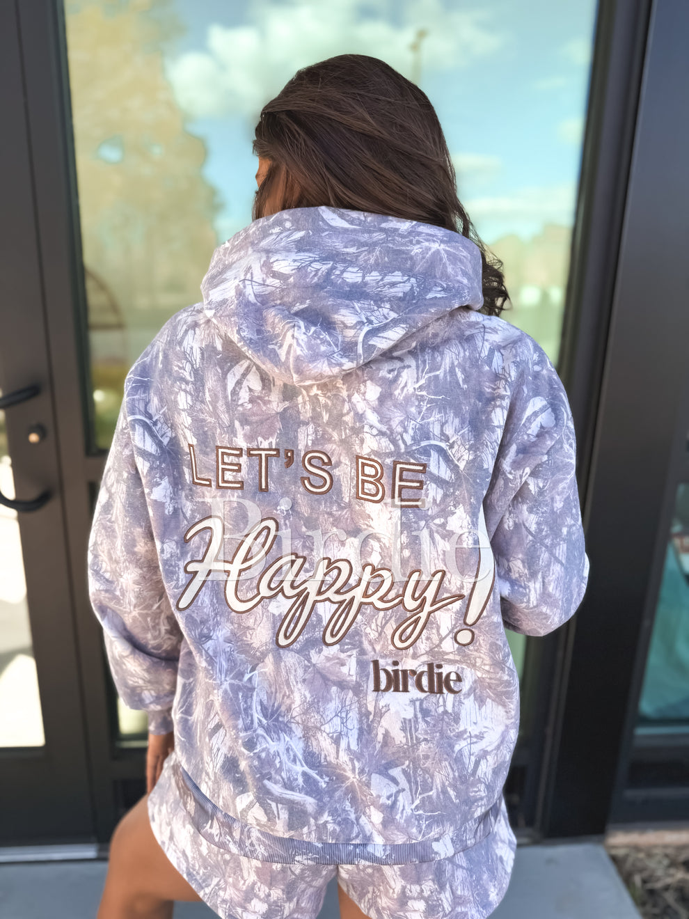 BIRDIE PREORDER Let's Be Happy Dark Camo Hoodie