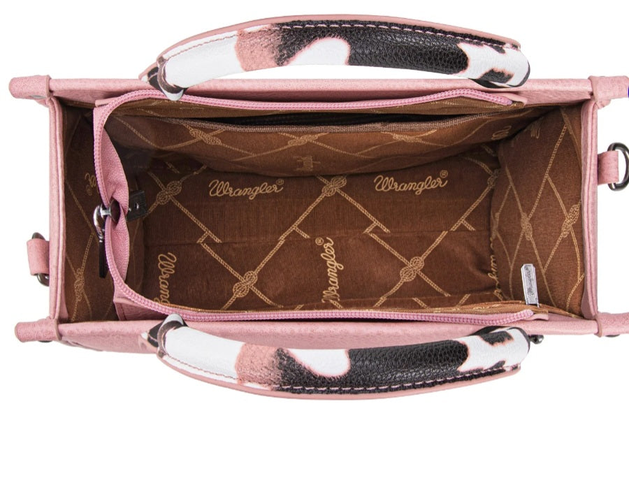 Wrangler Cow Print Concealed Carry Tote/Crossbody - Pink