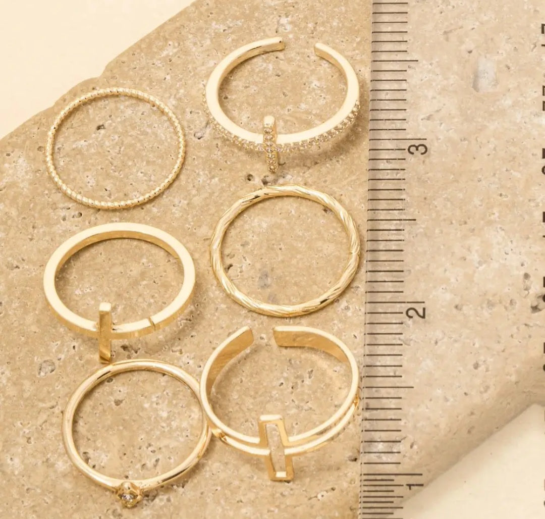 Six Piece Assorted Cross Rings Set