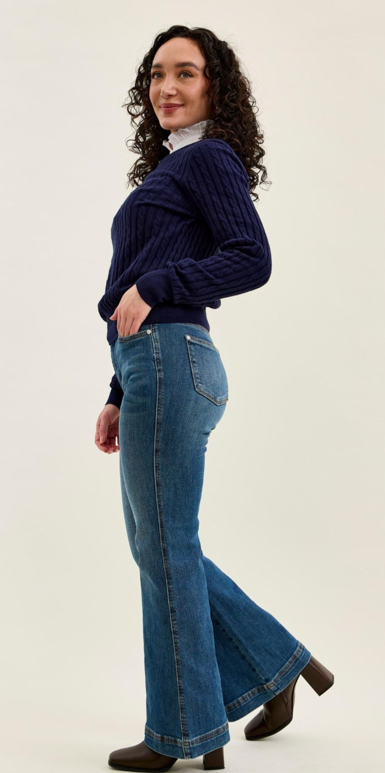 Judy Blue Petite Flare Tummy Control Double Button