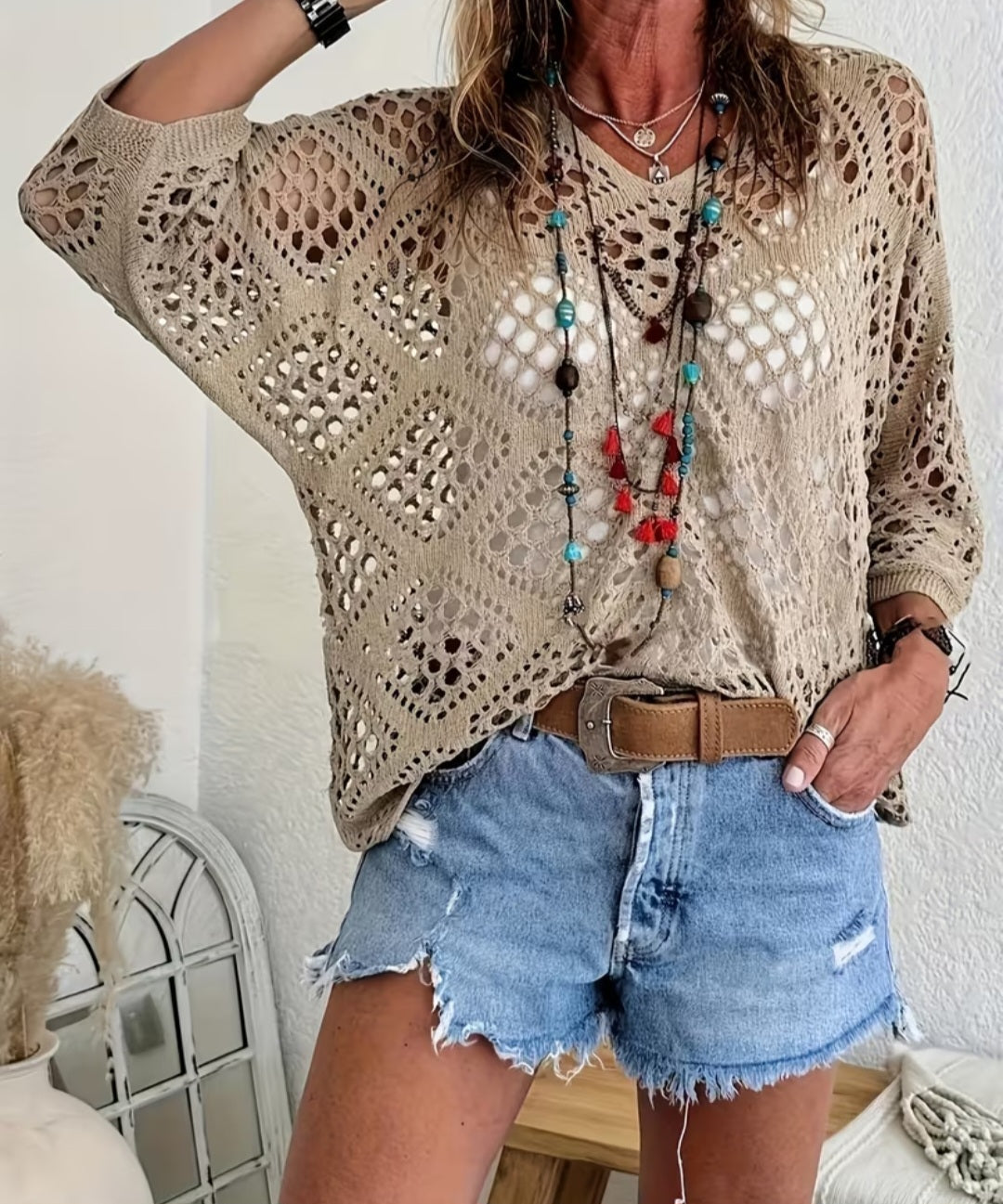Women's Hollow Out Loose Top