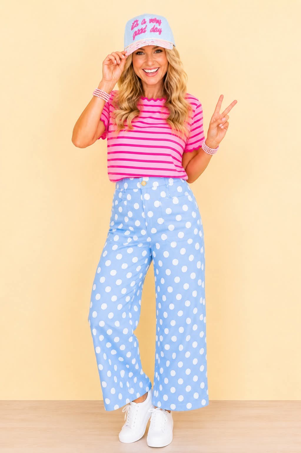 PREORDER-Poppy Polka Pants (Powder Blue)