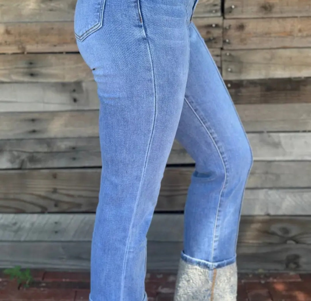 Kreek Embroidered Cuffed Jeans