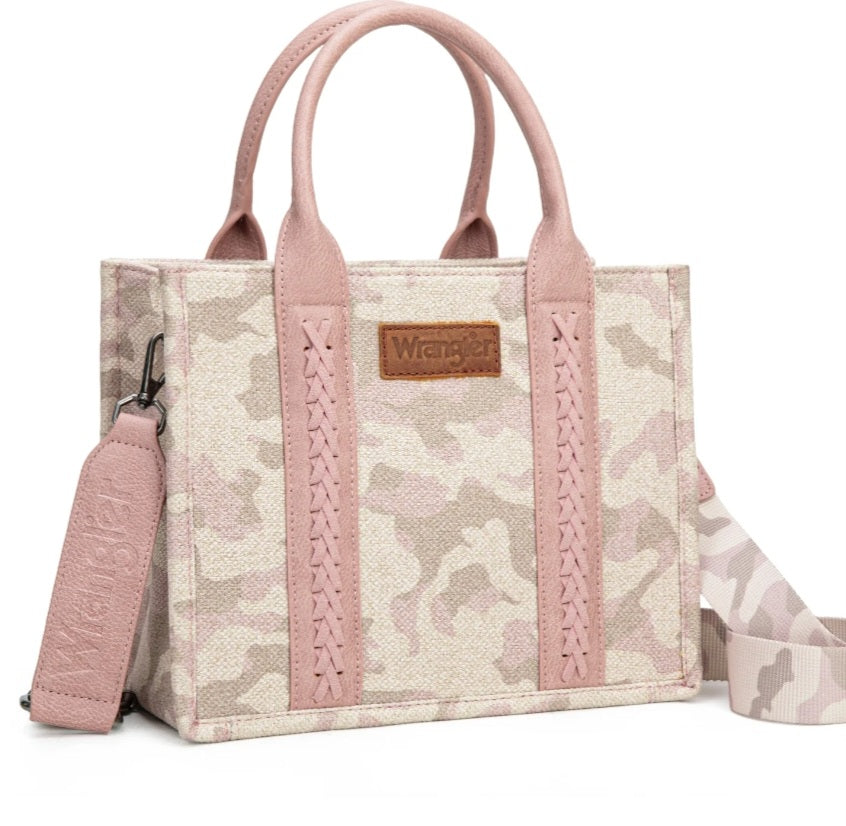 Wrangler Camo Print Tote/Crossbody - Pink