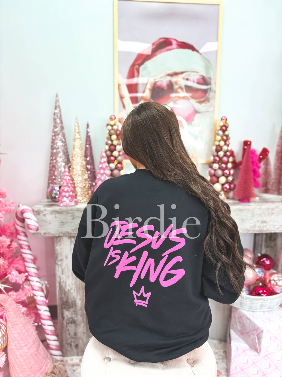 Jesus is King Puff Graphic Crewneck on Black