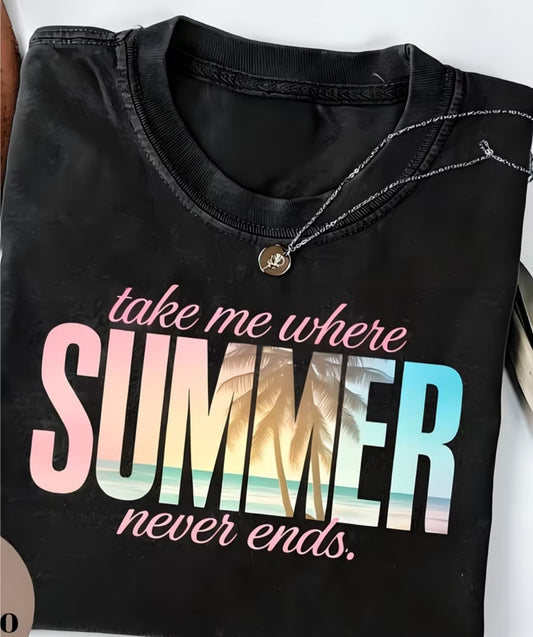 Summer Never Ends Black Tee