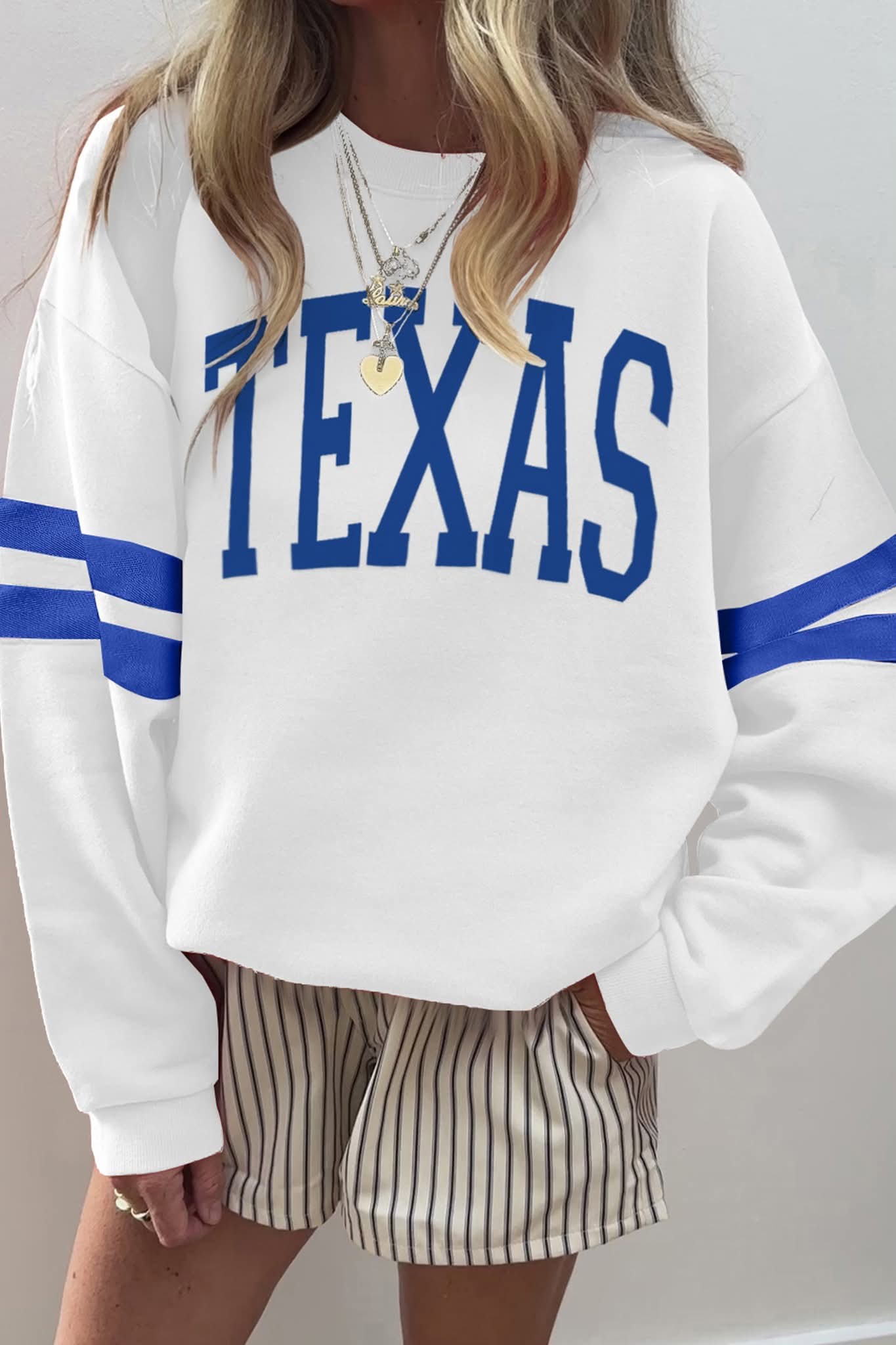 White TEXAS Varsity Sweatshirt