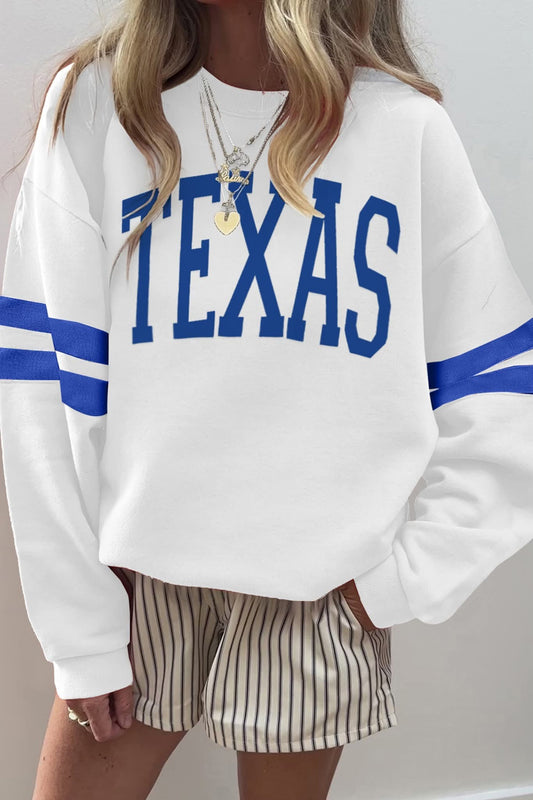 White TEXAS Varsity Sweatshirt