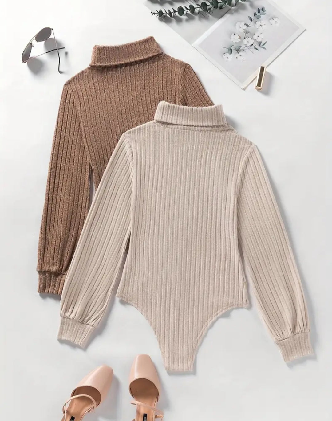 2 pc. Solid Color Long Sleeve Bodysuit