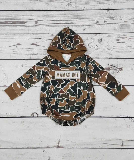 Mama's Boy Applique Camoflauge Printed Bubble