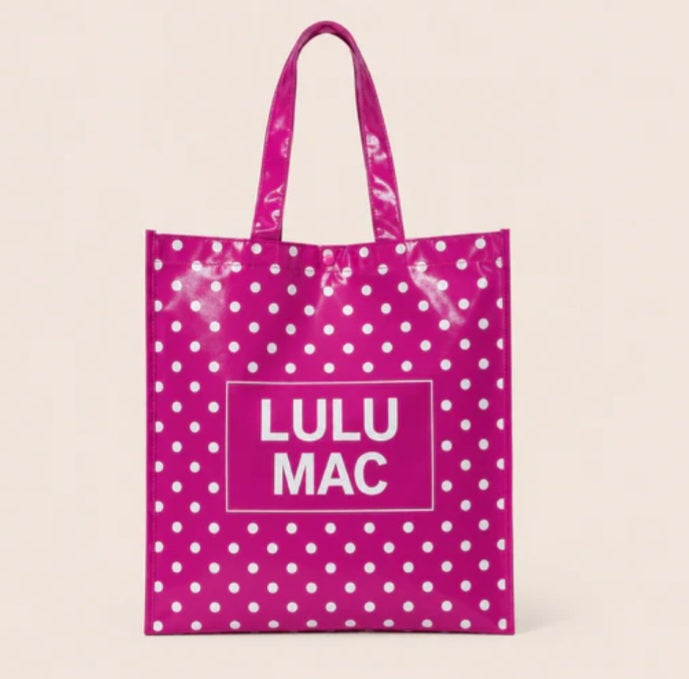 Lulu Mac Reusable Tote - Hot Pink White Dot