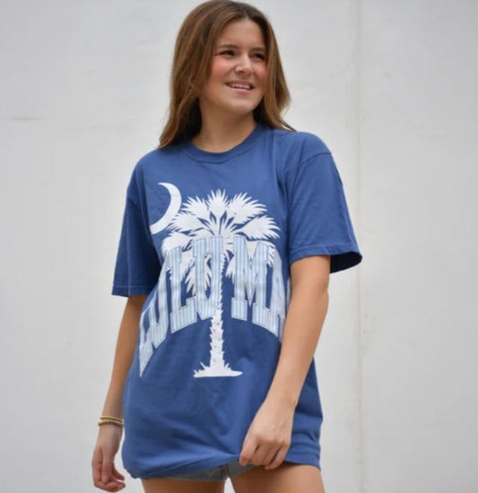 Palmetto Moon Adult China Blue Lulu Mac Comfort Colors Tee