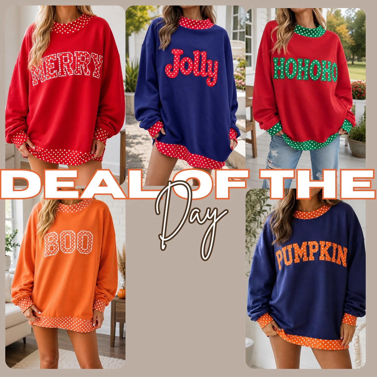 Polka Dot Slogan Sweatshirts
