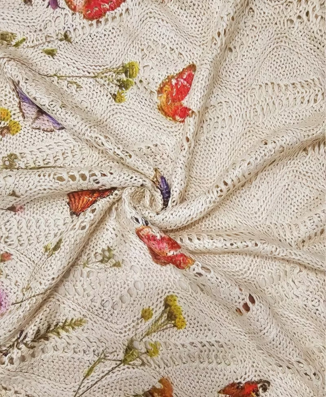 Crochet Butterfly Sweater- Cream