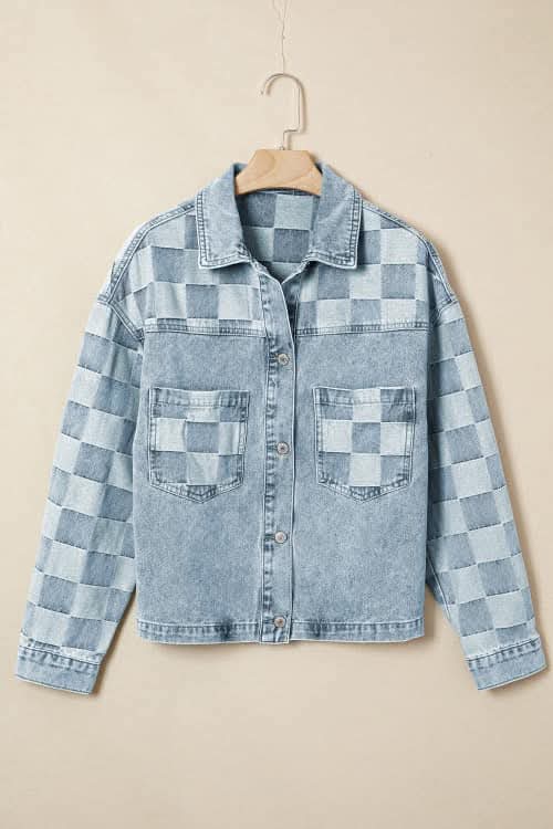Blue Denim Checkered Jacket