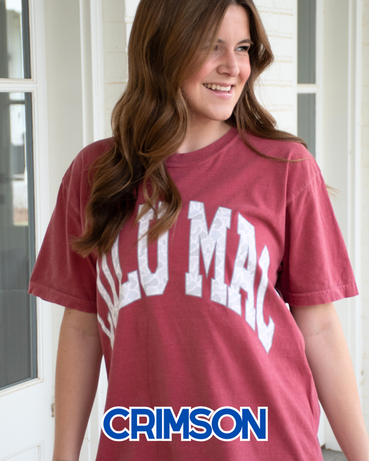 Lulu Mac White Camo Tees - Crimson Only