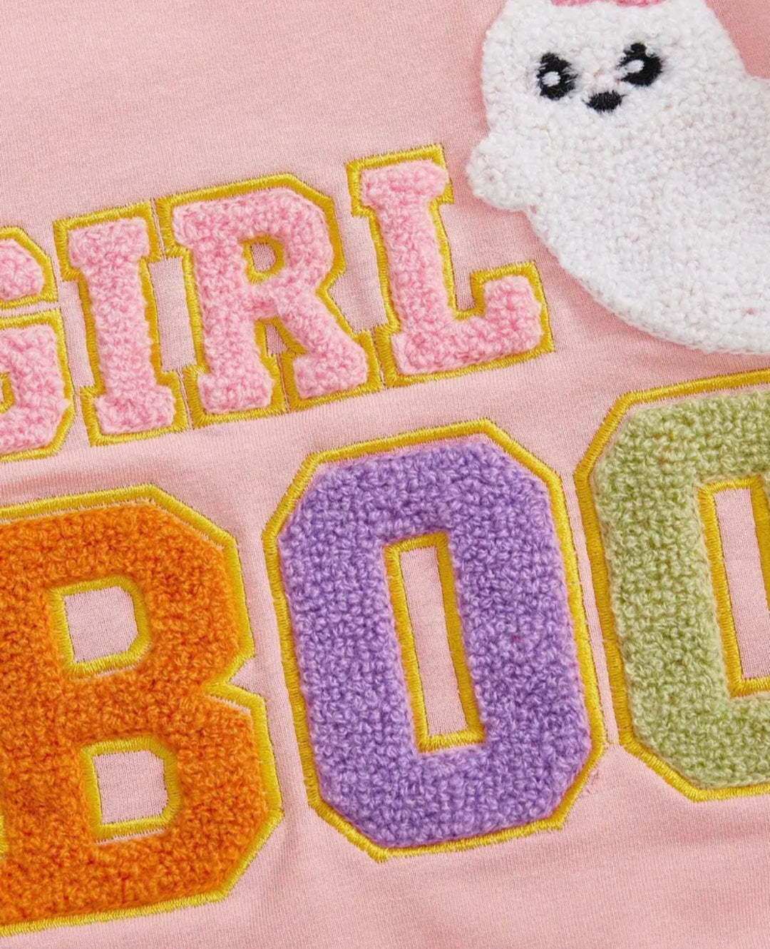 Toddler Girls Letter Ghost Embroidered Sweatshirt