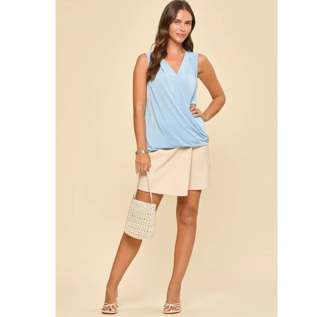 Dear Scarlett Surplice Neckline Sleeveless Top