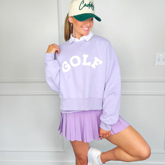 Poppy and Pine Puff Golf Lilac Cropped Sweatshirt