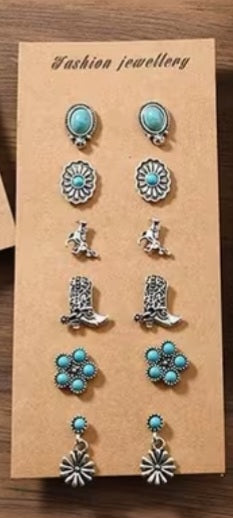 Western Earrings- 6 pair