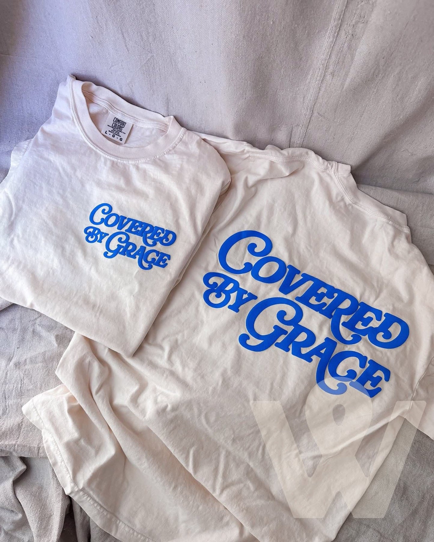 Covered By Grace Blue Puff - Ivory Tee
