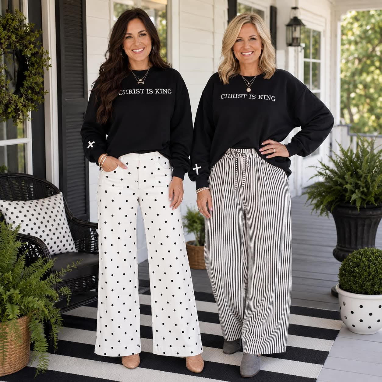 Black Stripe Casual Pants