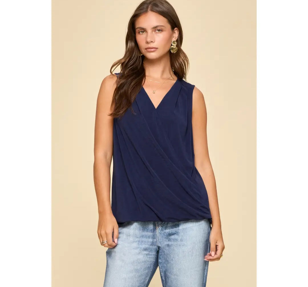 Dear Scarlett Surplice Neckline Sleeveless Top