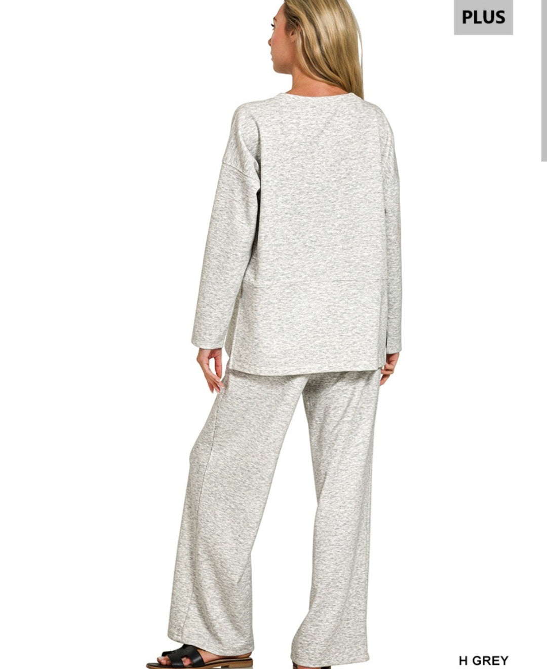 Zenana Plus scuba side slit top & pants set