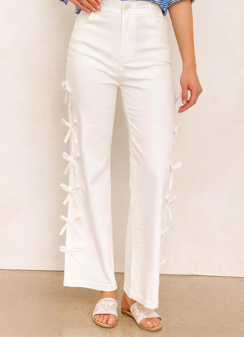 White Bow Pants