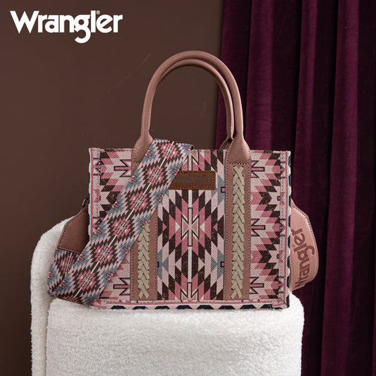 Wrangler Southwestern Pattern Dual Sided Print- Tote Crossbody