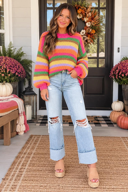 Light Wash Distressed Flare Jeans