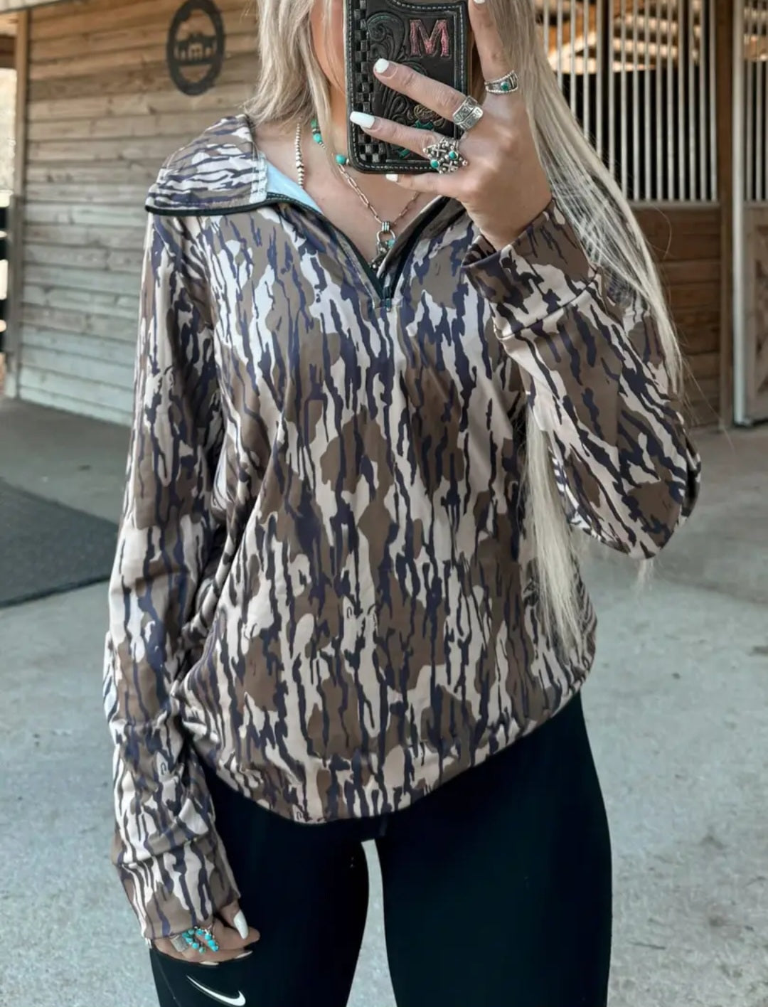 Western Bottomland Camo Quarter Zip Sweatshirt