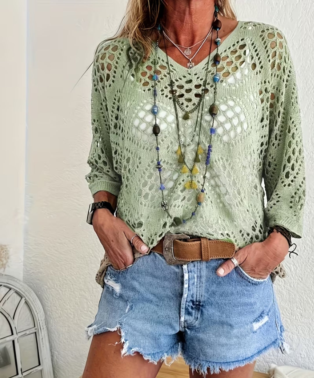 Women's Hollow Out Loose Top