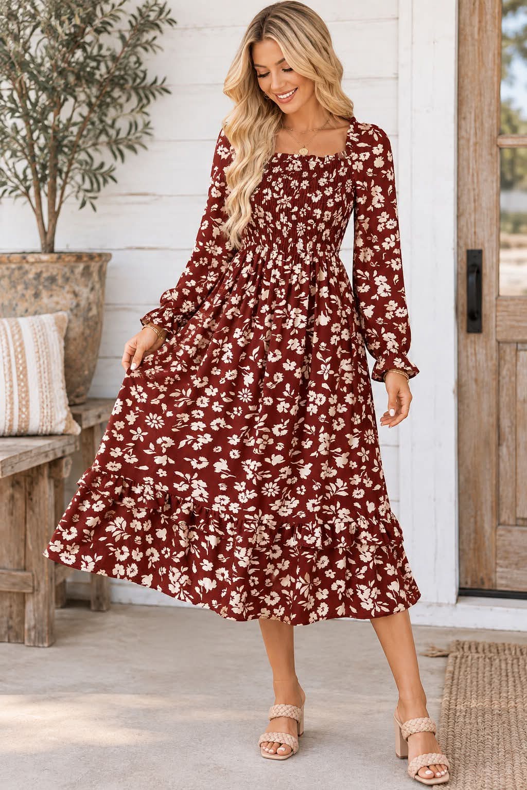 Floral Smocked Maxi Dress