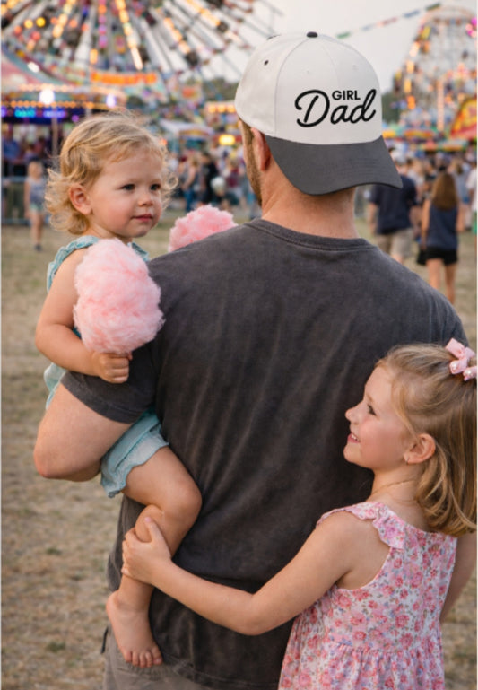 Girl Dad on White Cap with Black Bill