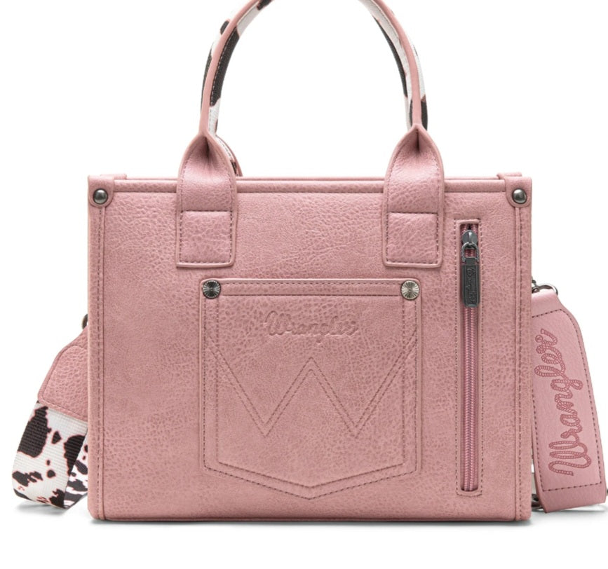 Wrangler Cow Print Concealed Carry Tote/Crossbody - Pink