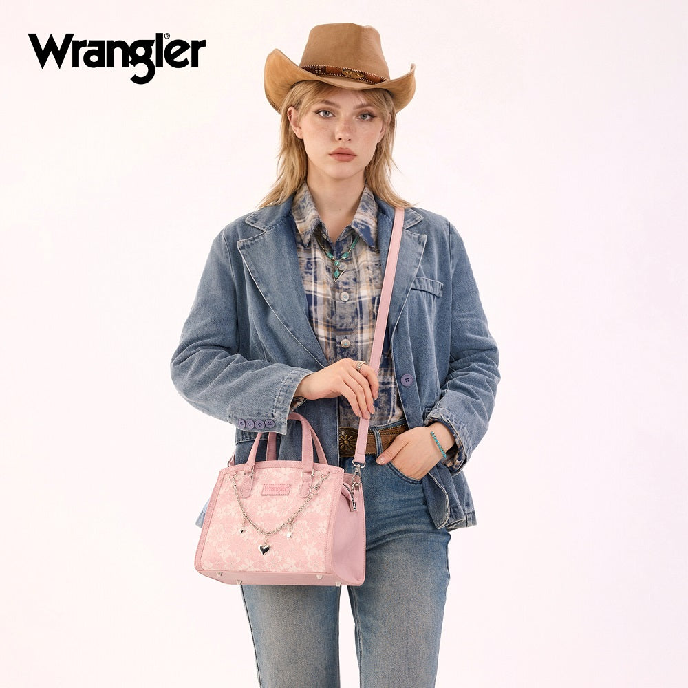Preorder Wrangler Western Chic Lace with Chain Charm Satchel/Crossbody Bag