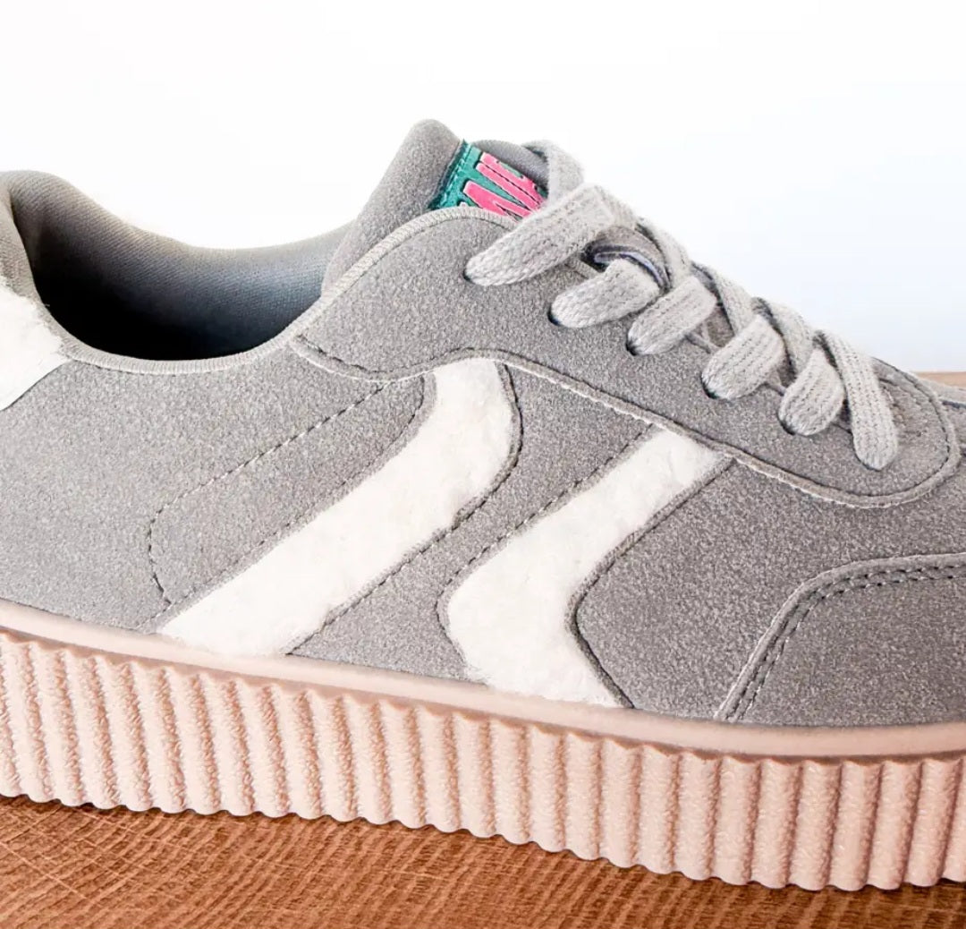 Ivory Sherpa Sneaker in Grey or Pink