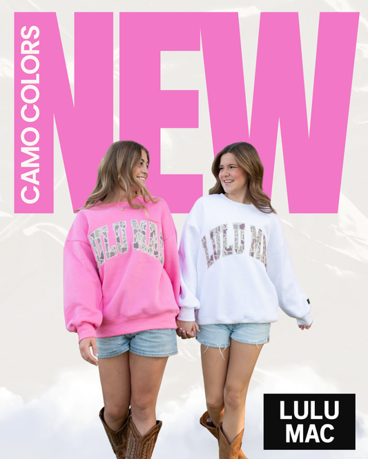 New Lulu Mac Camo Crewneck Colors