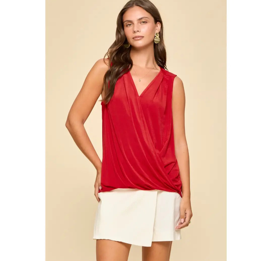 Dear Scarlett Surplice Neckline Sleeveless Top