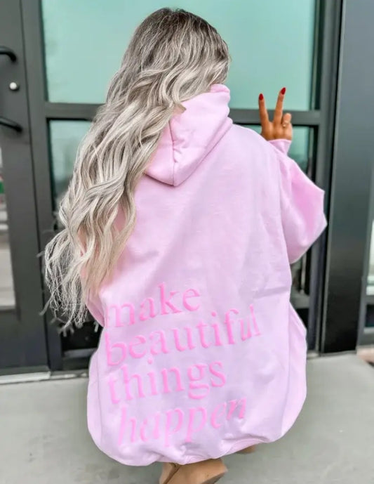 Birdie Make Beautiful Things Happen Pink Graphic Hoodie 💗