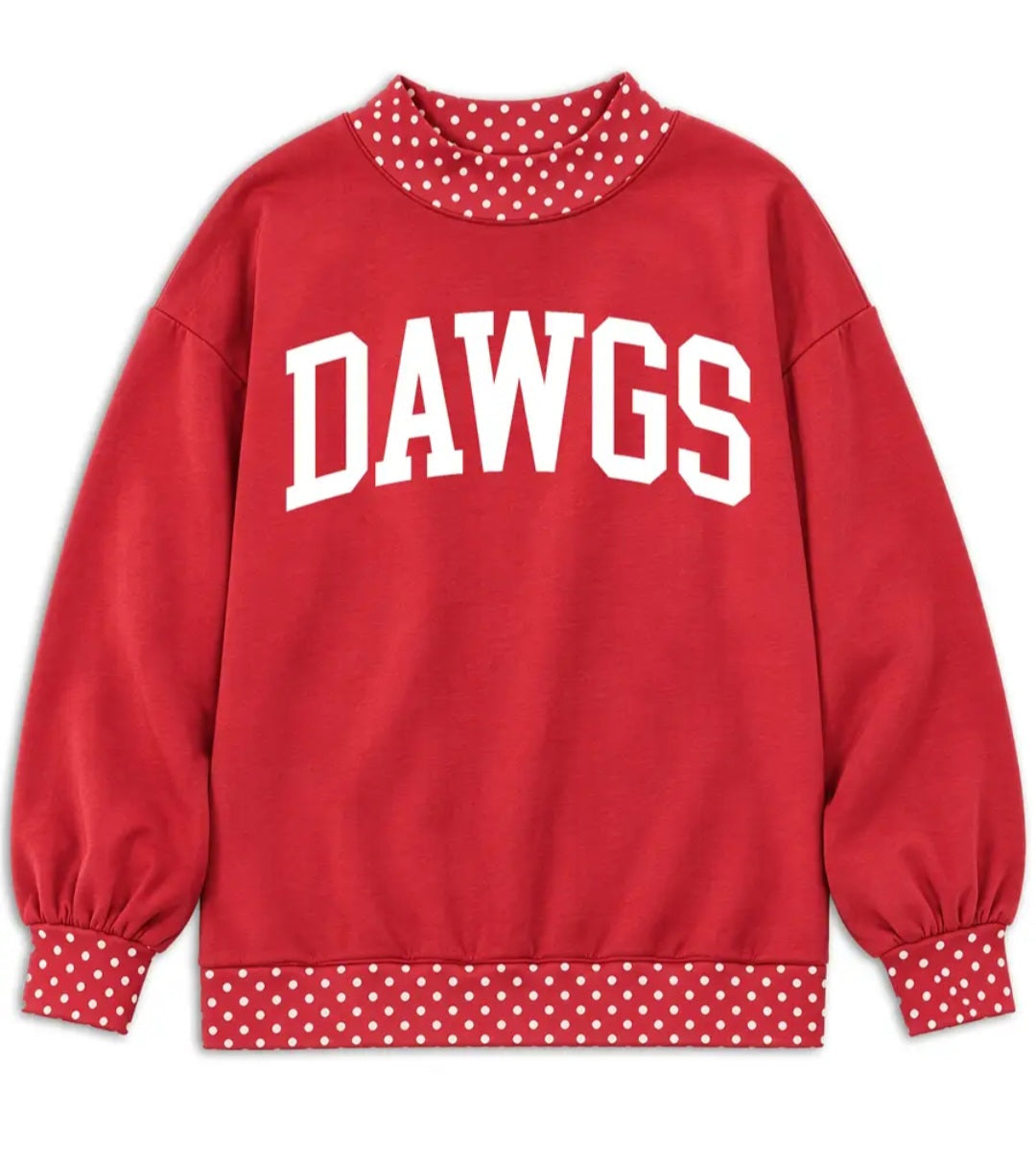 Dawgs Polka Dot Colorblock Mock Neck Sweatshirt