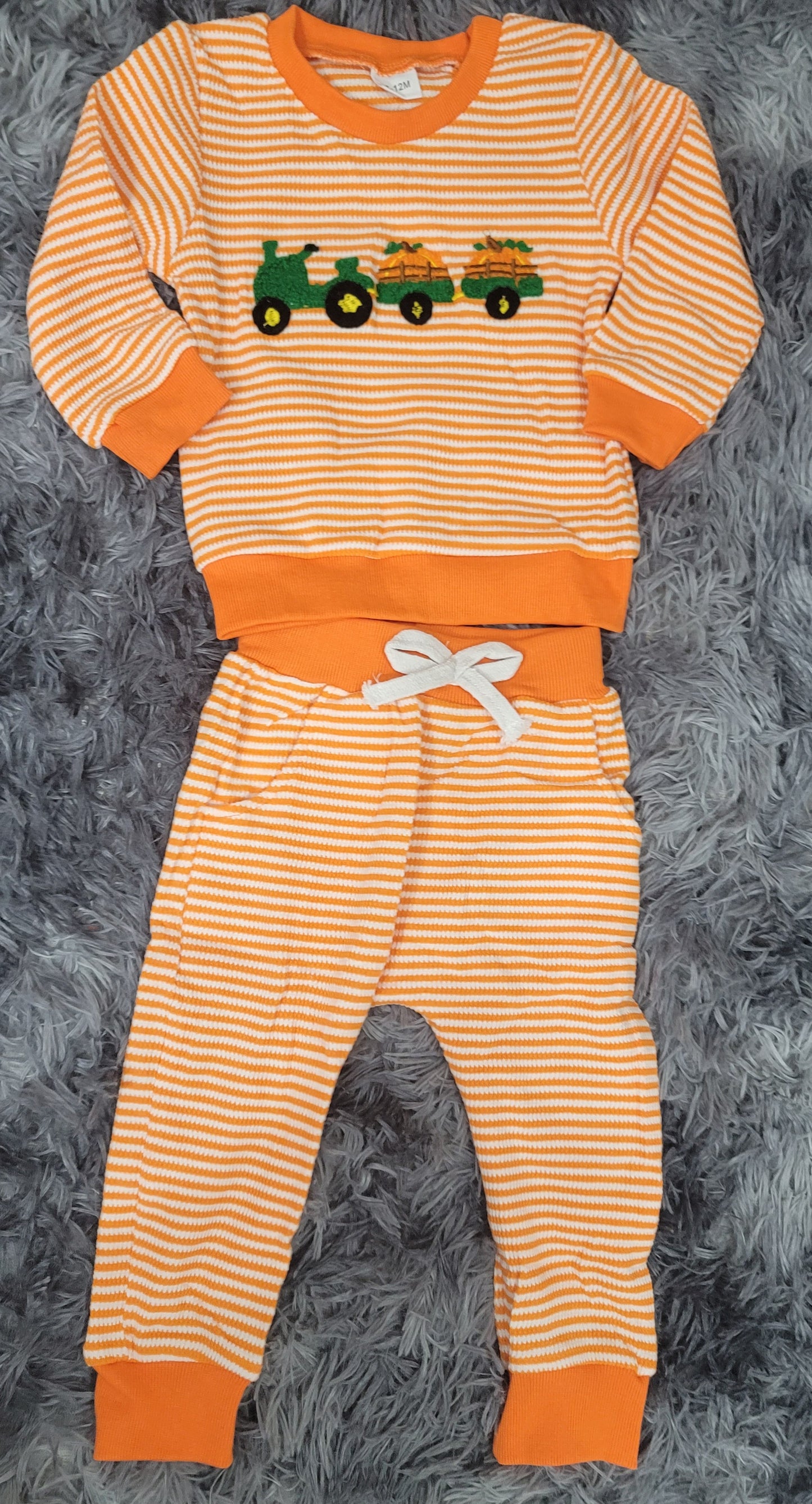 Toddler Baby Boy Halloween Tractor Pumpkin Outfit