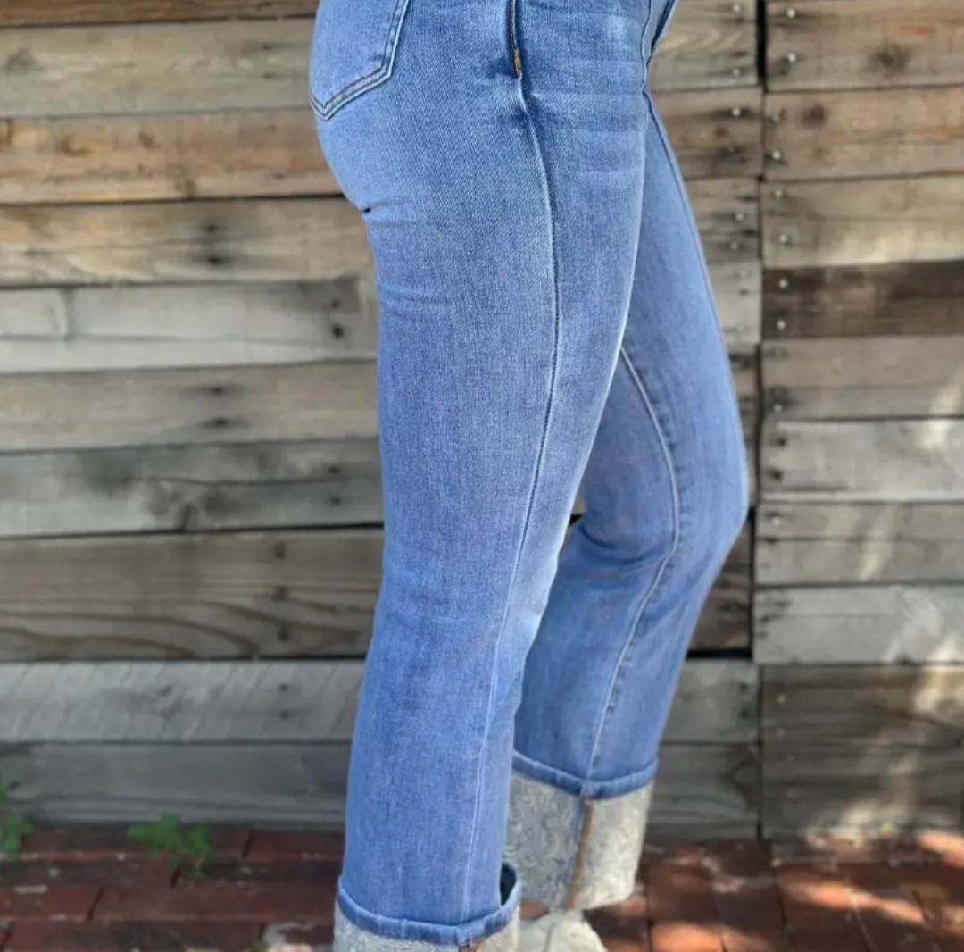 Kreek Embroidered Cuffed Jeans