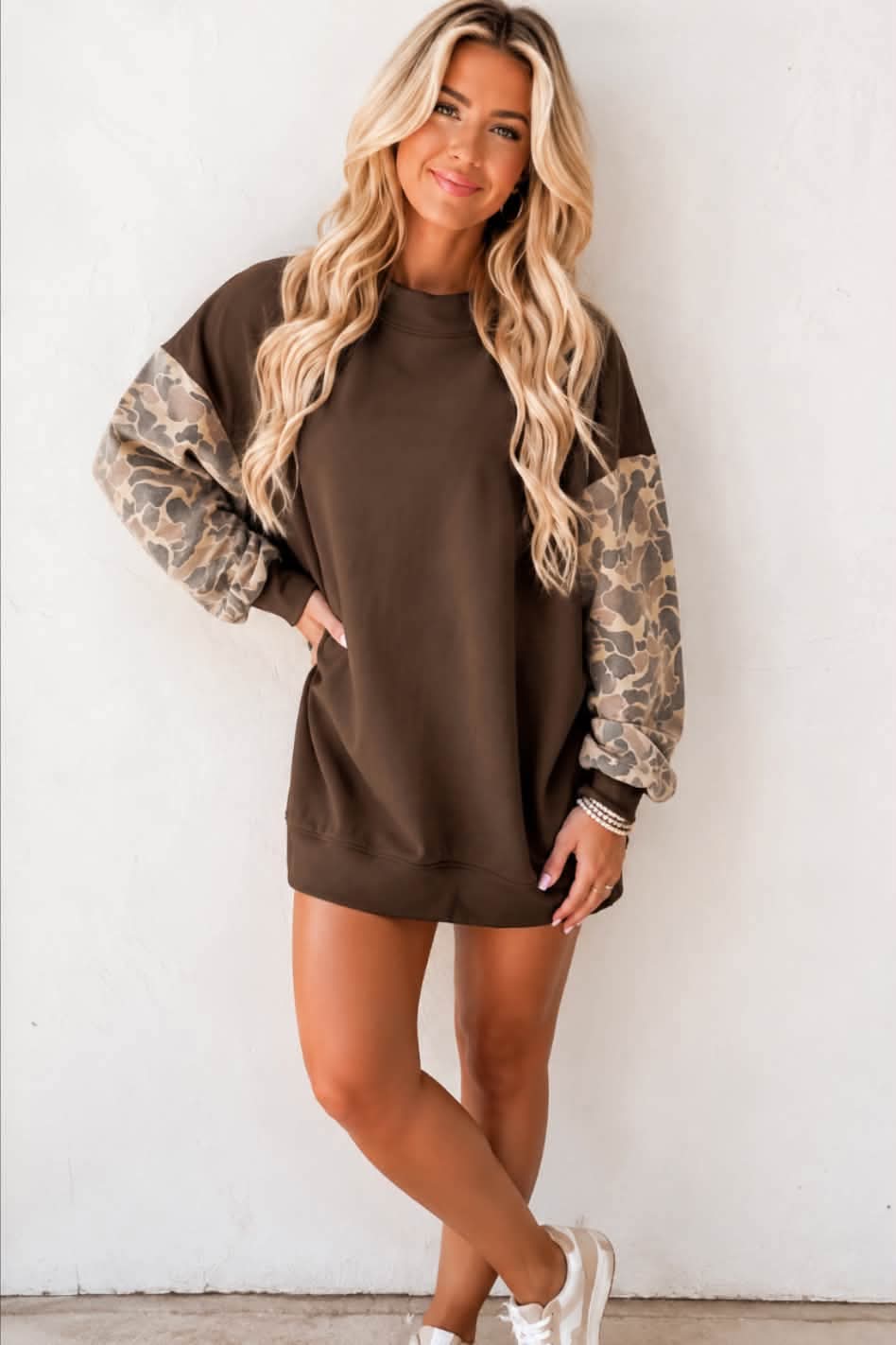 Camo Sleeve Pullover Sweatshirt