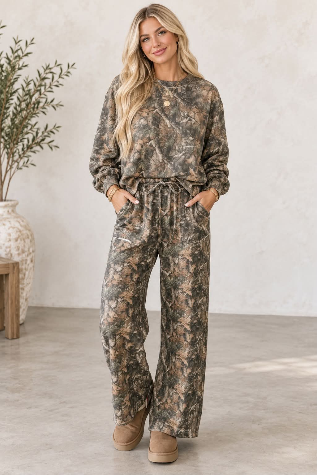 Camo Long Sleeve Pant Set