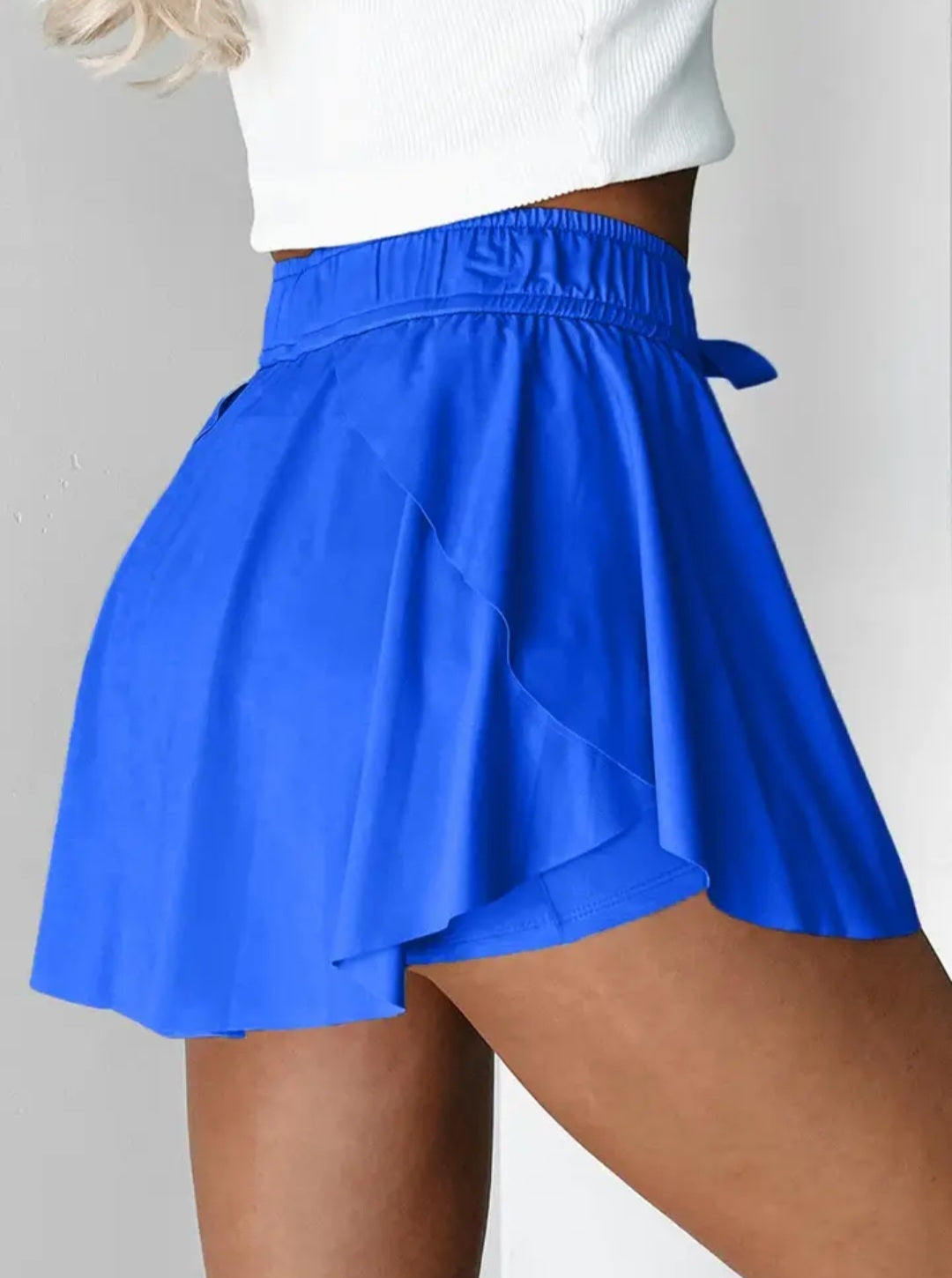 Drawstring High Waist Lined Tennis Skorts