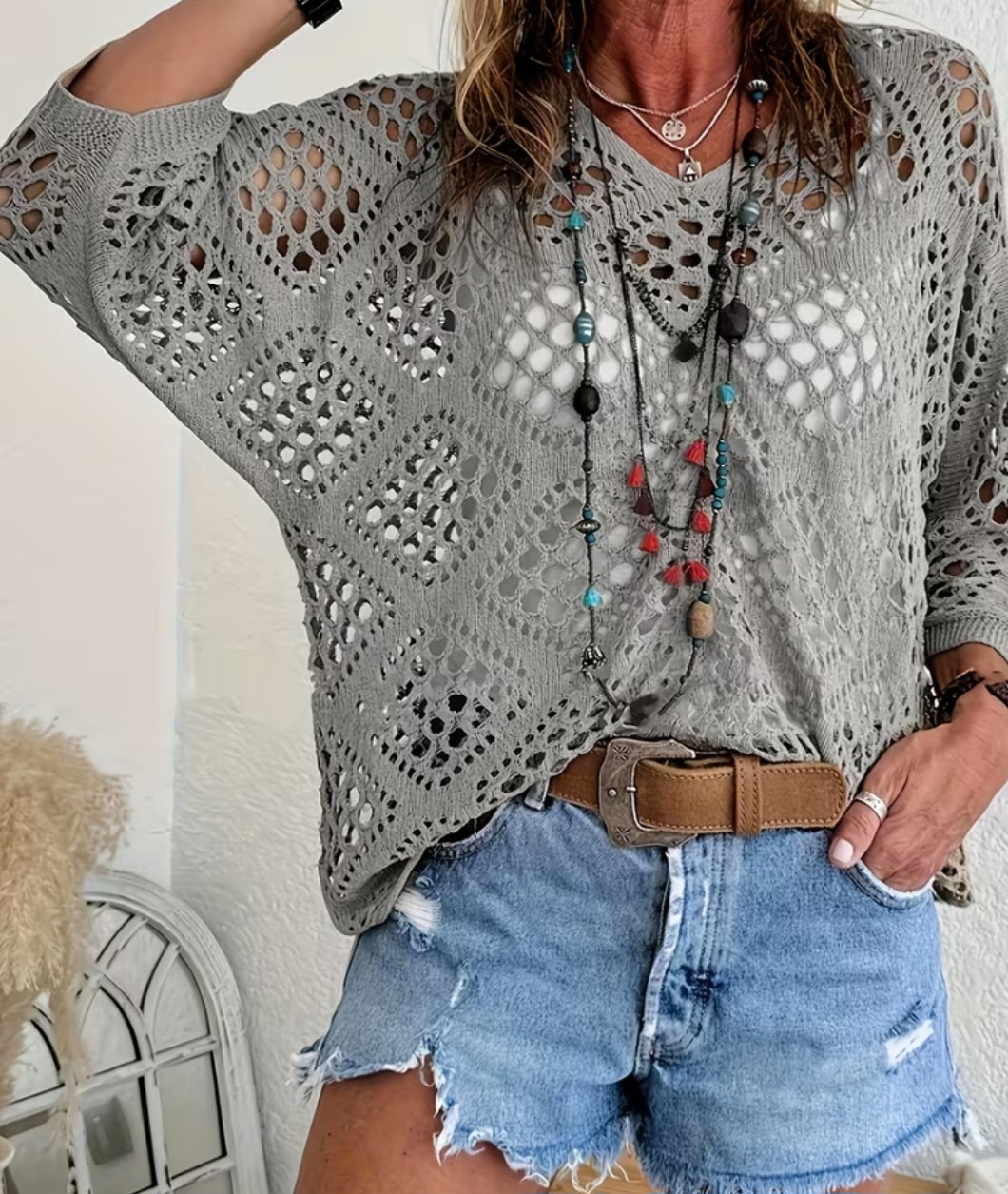 Women's Hollow Out Loose Top