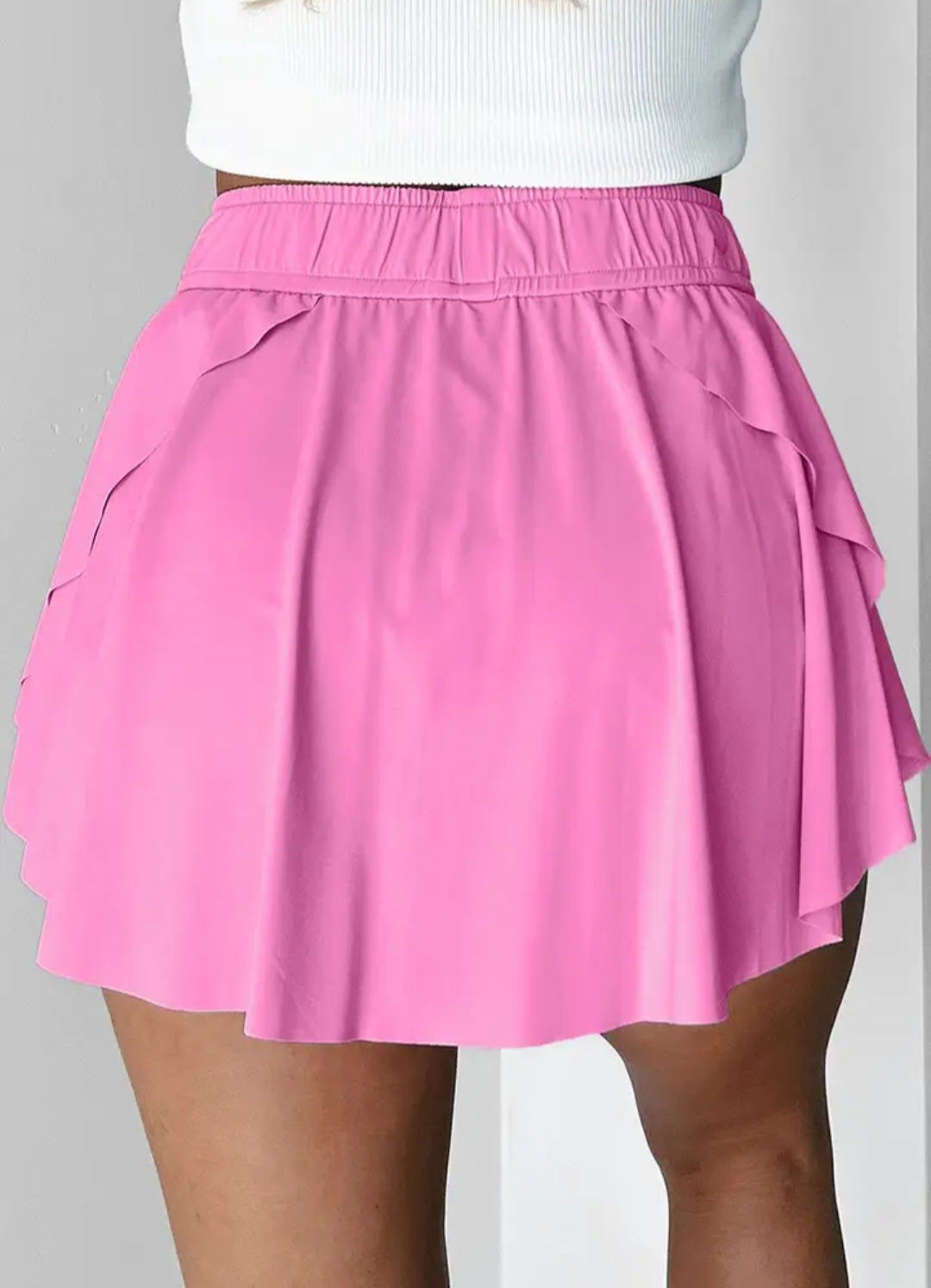 Drawstring High Waist Lined Tennis Skorts