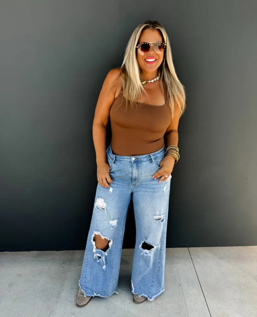 Blakely Drew Distressed Dad Jeans - Preorder